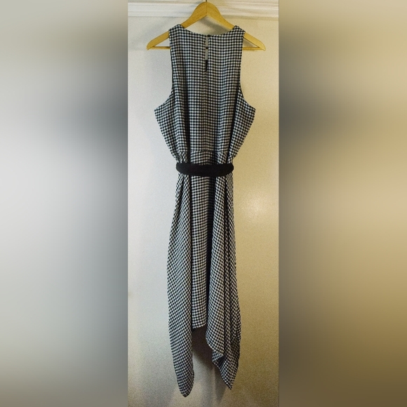 Banana Republic Black & White Gingham Asymmetrical Dress, Sz 16 - Picture 3 of 4